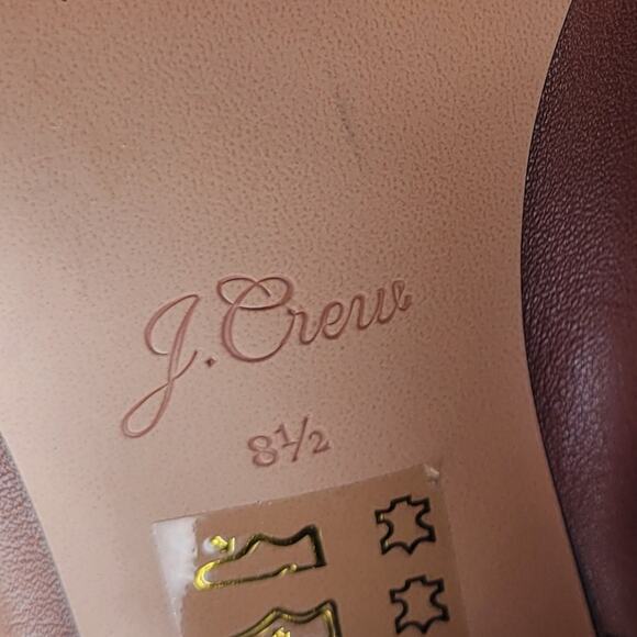 J Crew Leather Mid-Calf Stacked Anya Boot in Cognac Brown Size 8.5 - Picture 5 of 9